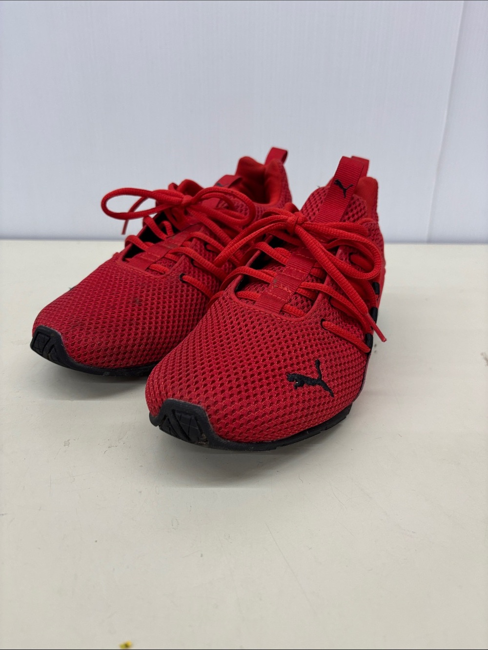 Puma Men’s Red Mesh Sneakers with Black Accents